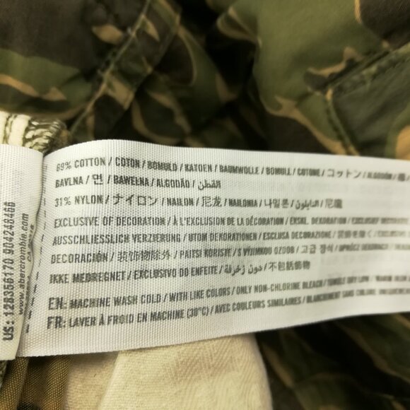 Abercrombie & Fitch Shorts 7" Nylon Cotton Camo Drawstring Green Mens 32 - Picture 3 of 7